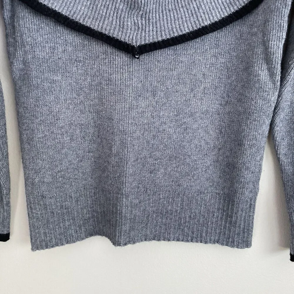 THML Anthropologie Ruffle Detail Off Shoulder Sweater Gray Size Medium Cute - Picture 6 of 8